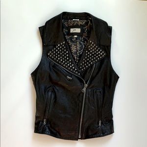 NWT June black leather vest studded size XS